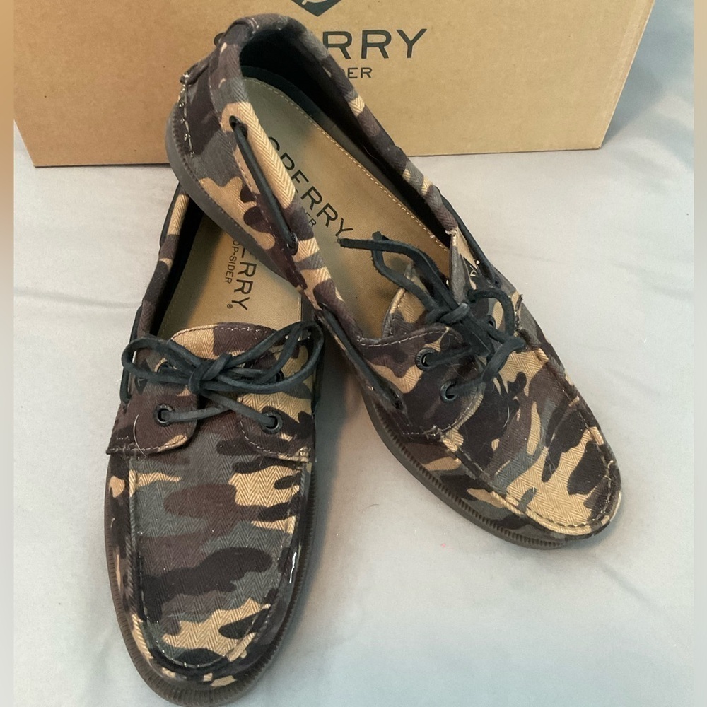 Mens Sperry A/O 2-Eye Camo Jungle Shoes Sz 8.5 M